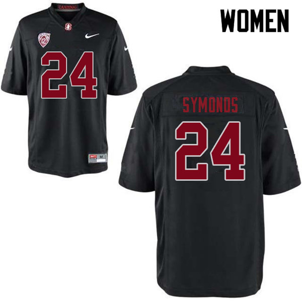 Women #24 Jay Symonds Stanford Cardinal College Football Jerseys Sale-Black - Click Image to Close